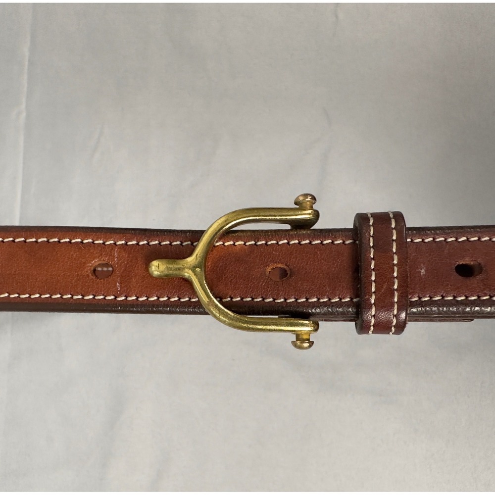 Tory Leather Spur Buckle Belt Brown English Bridle Leather USA 2346 Size 30
